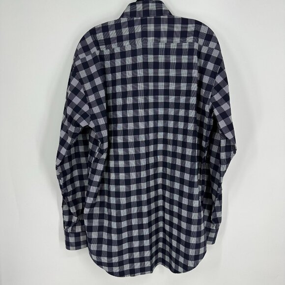 3/$25 Circle of Gentleman Plaid Button Down Shirt 43 Navy - Picture 2 of 7
